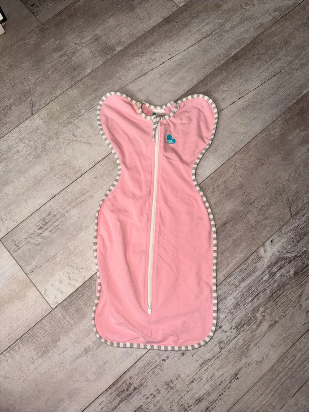 Love to dream Pink Zip-Up Sleep Sack with Striped Trim